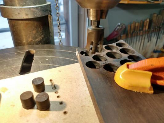 Cutting ebony plugs