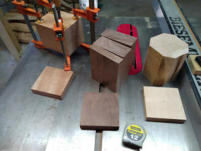 Gluing up the wood bases