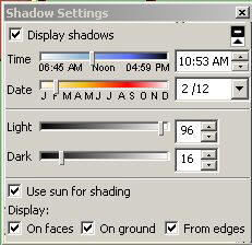 SketchUp Shadow Settings toolbar