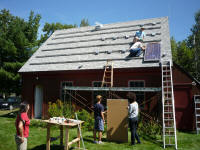 First solar panel goes up