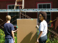 Taylor and Gaia with covered solar panel