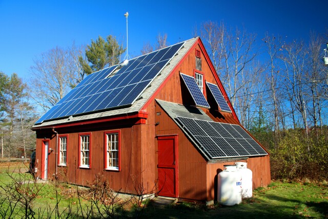 Workshop with solar panels