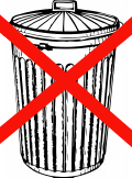 graphic of garbage can with red X across it