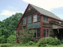 House with solar collectors for hot water