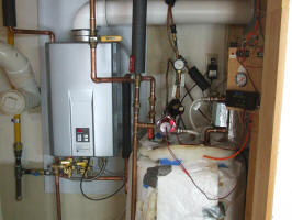 Rinnai R75LSi with solar pre-heat tank and plumbing