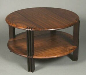 circular table in walnut